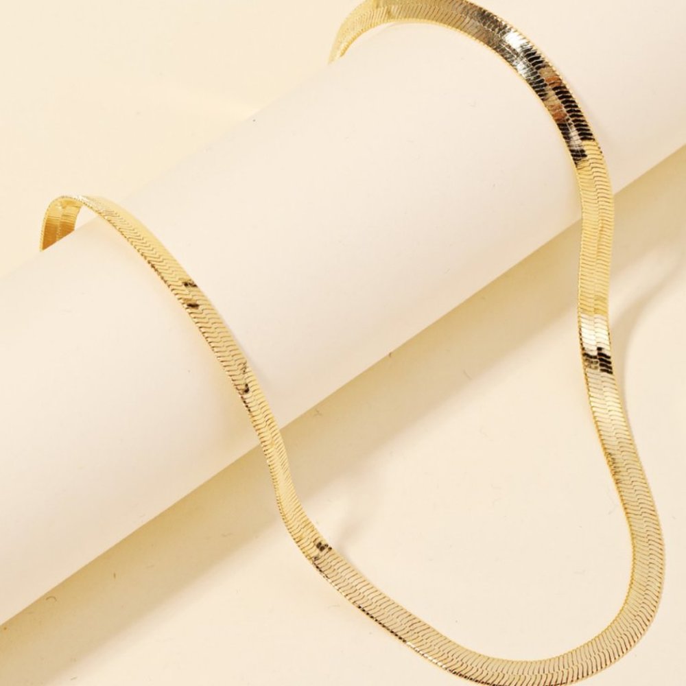 Metallic Herringbone Choker Necklace
